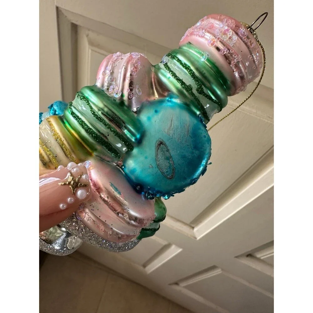 Nobel Gems Stacked Macaroon Sweet Tooth Molded Blown Glass Christmas Ornament